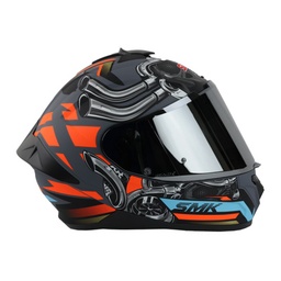 CASCO SMK TYPHOON NEGRO/NARANJA MATE MICA ESPEJO MA676 CERRADO SVS L
